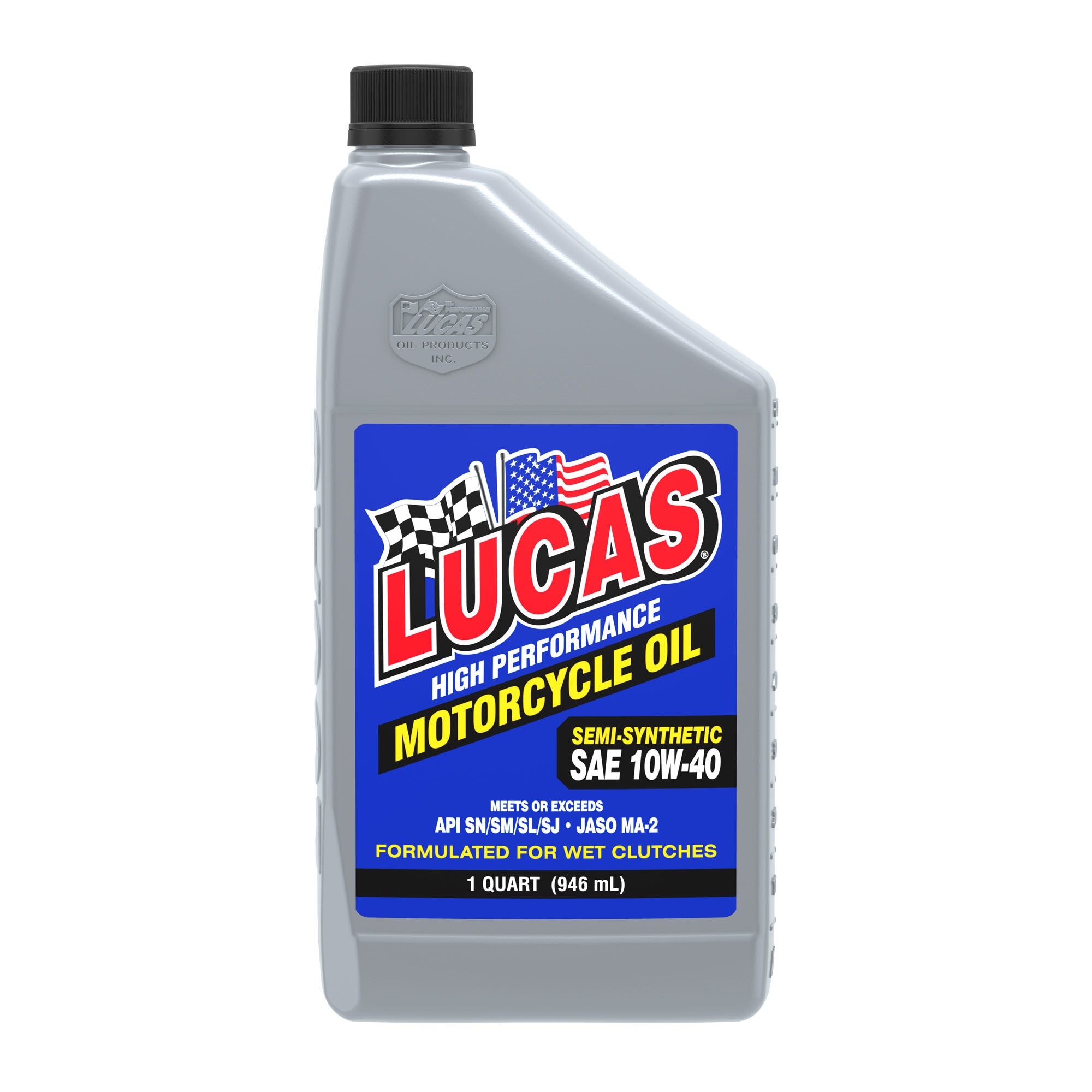 Lucas Oil Semi-Synthetic 10W40 Motorcycle Oil 1 Quart Bottle