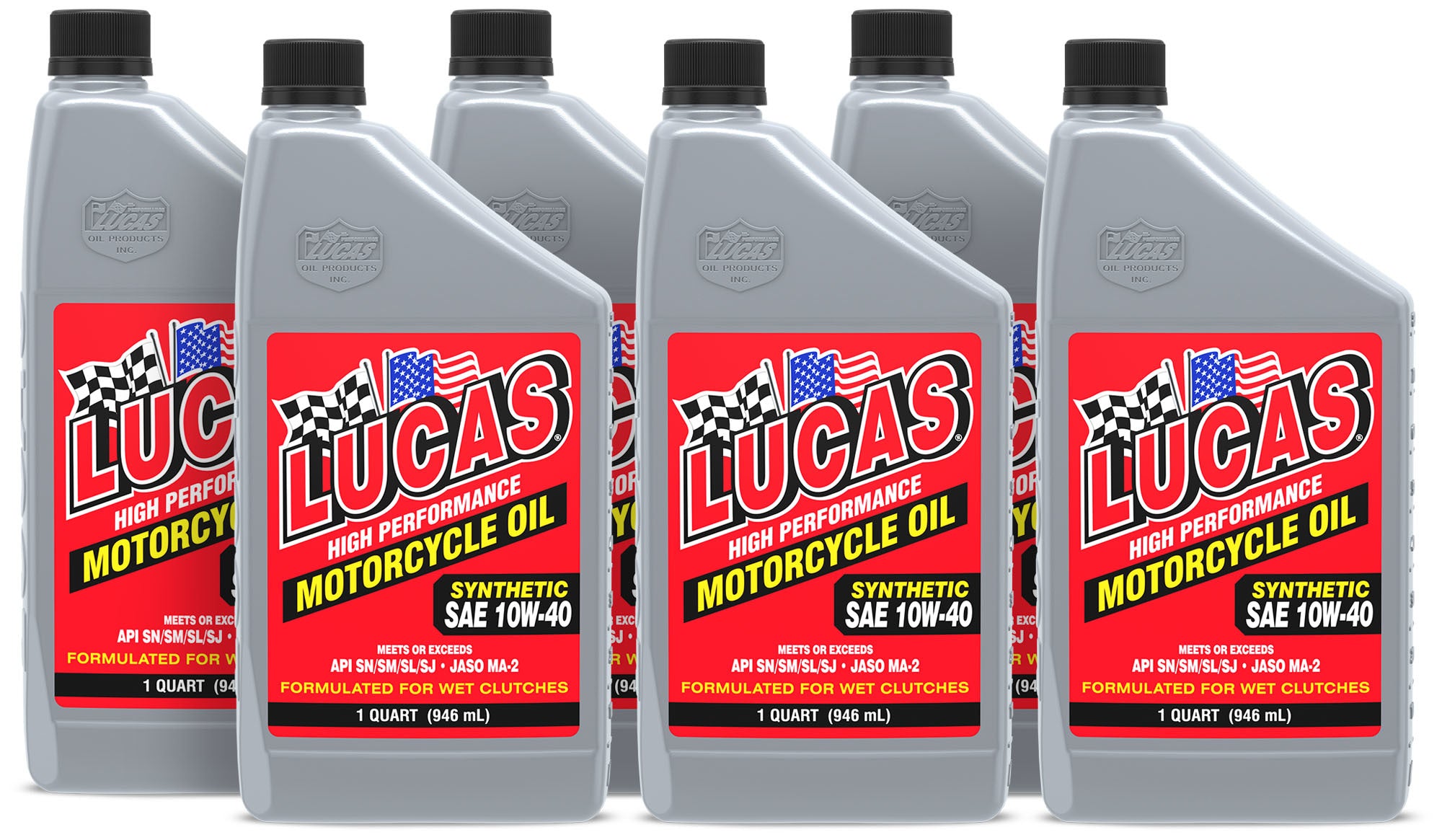 Lucas Oil 10793 Motorcycle Oil 10W40 Synthetic Quart - Set of 6