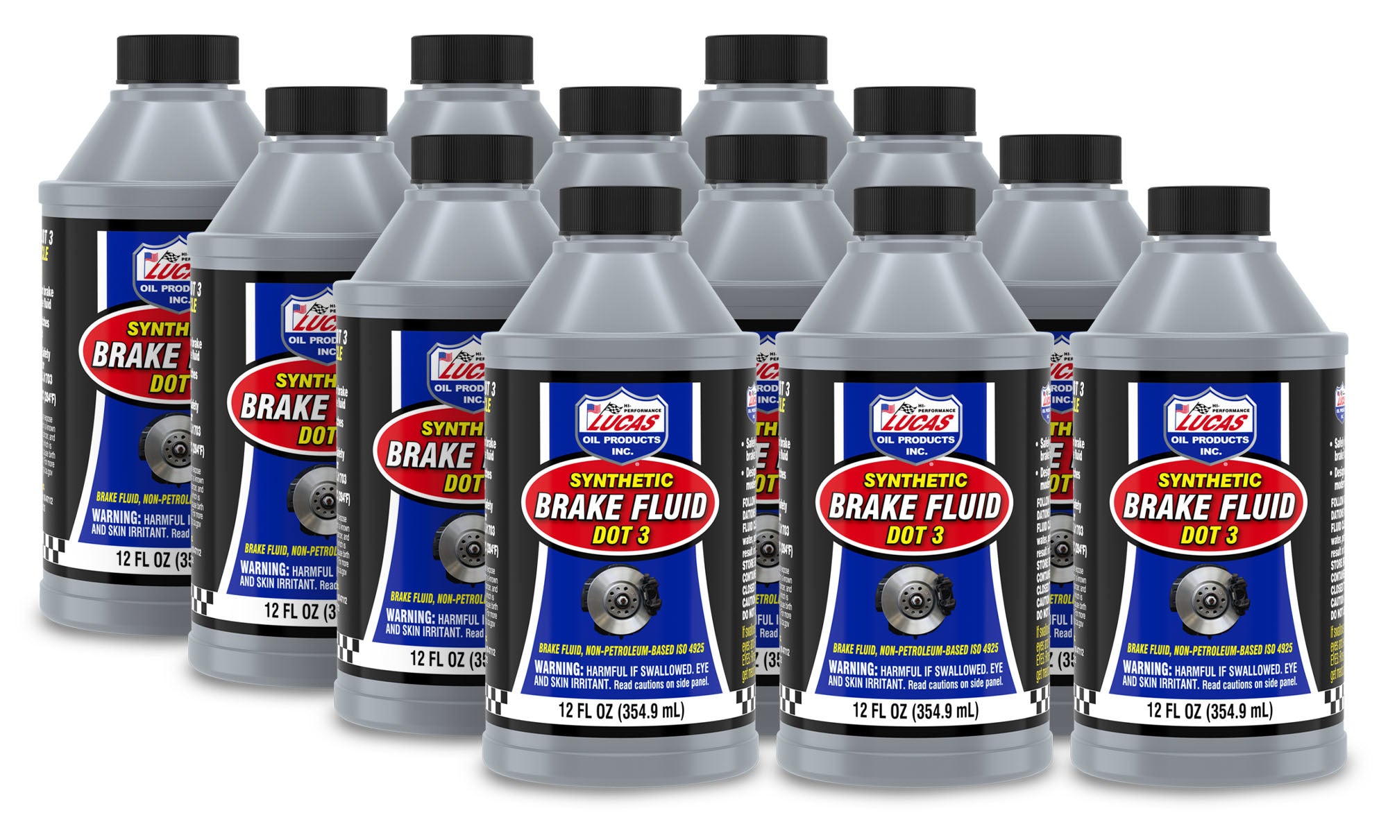 Lucas Oil Brake Fluid DOT 3, 12 oz Bottle, Set of 12
