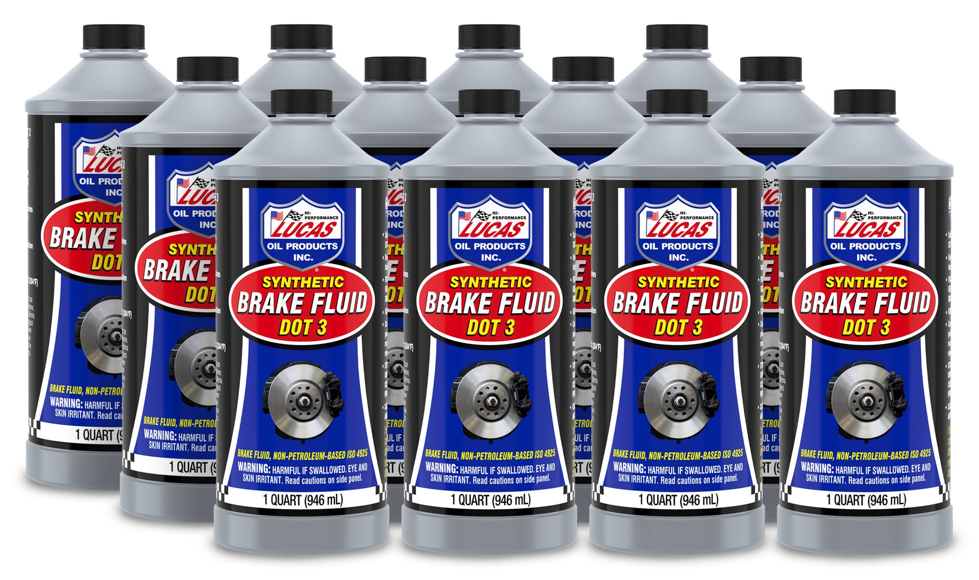 Lucas Oil Brake Fluid DOT 3, 1 Quart Bottle, Case of 12