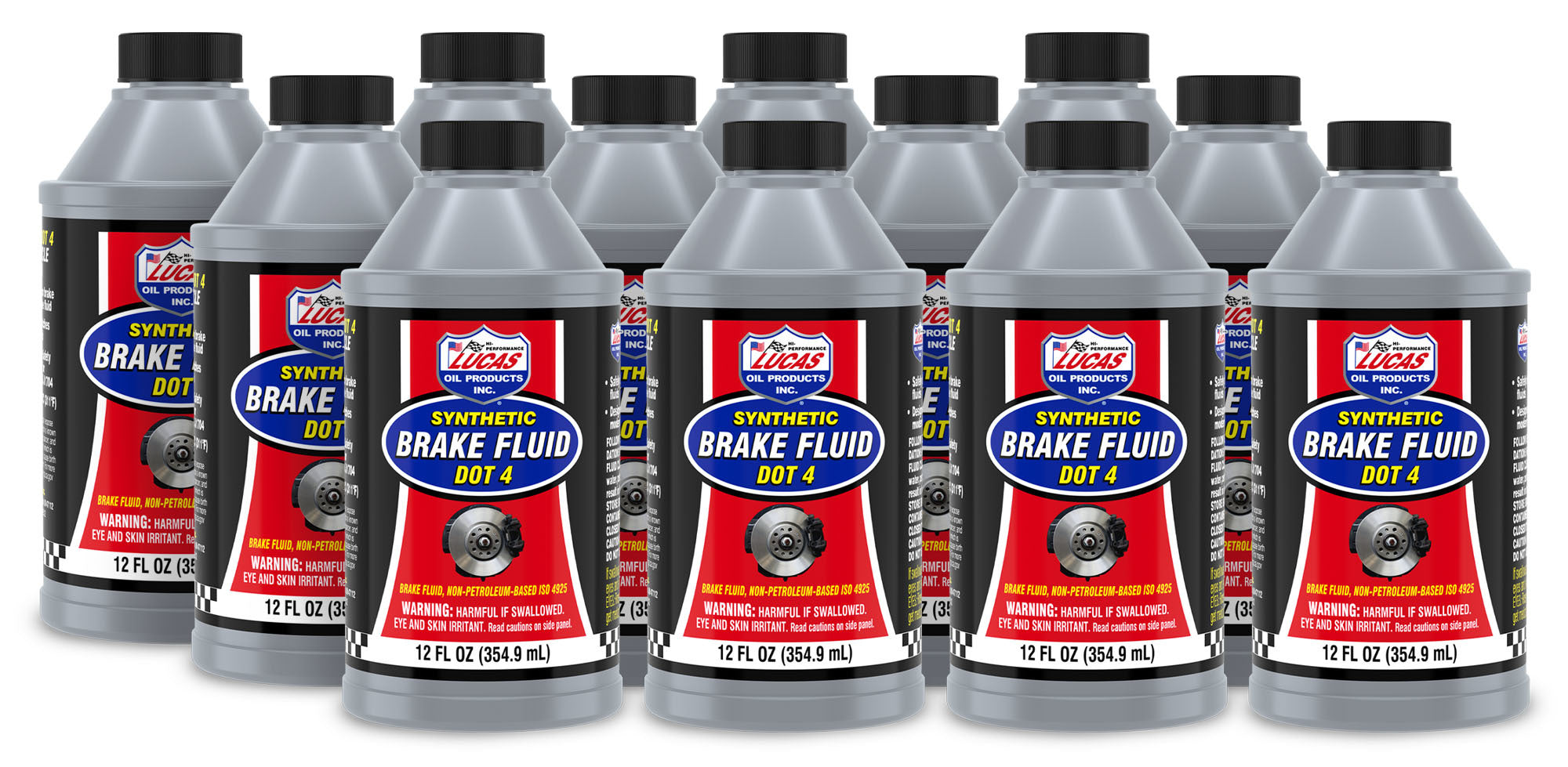Lucas Oil Brake Fluid DOT 4, 12 oz Bottle, Pack of 12
