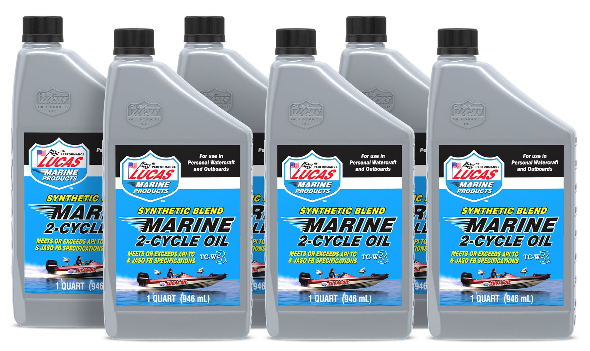Lucas Oil 10860 Marine 2 Cycle Oil, Semi-Synthetic, 1 Quart Bottles, Set of 6