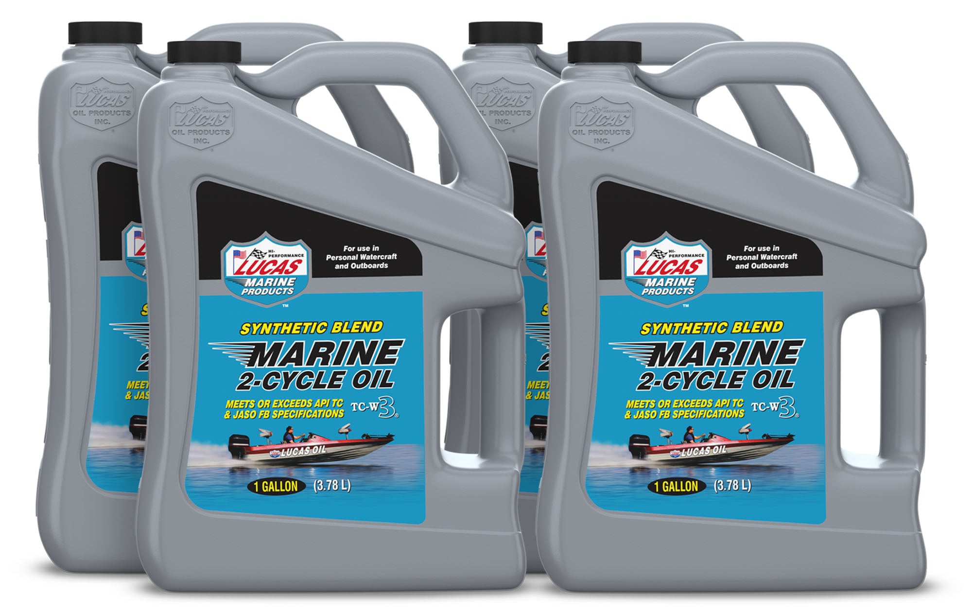 Lucas Oil 10861 Marine 2-Cycle Synthetic Blend Oil 1-Gallon Jug Set of 4