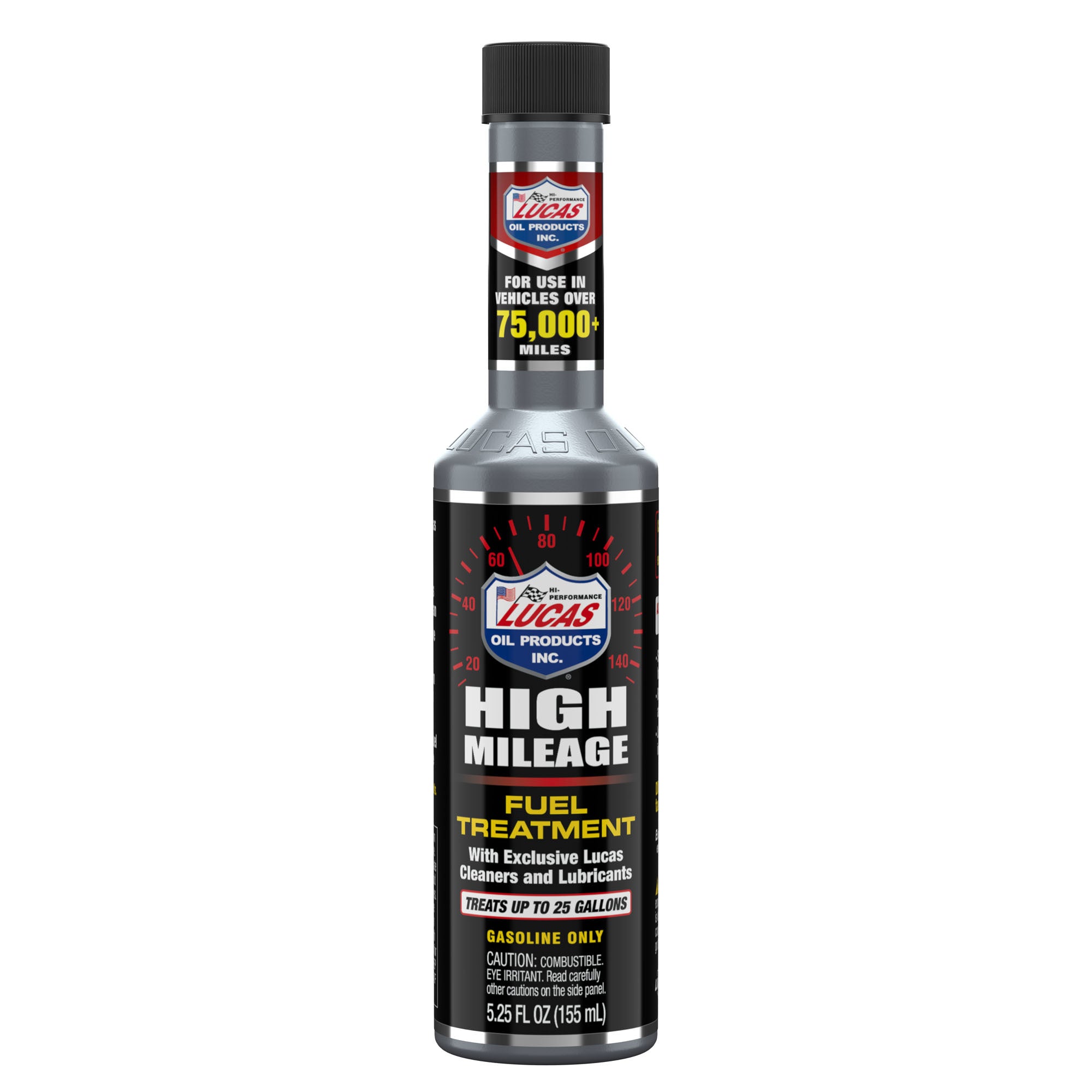Lucas Oil High Mileage Fuel Treatment 5.25 oz - System Cleaner and Lubricant for Gas Engines