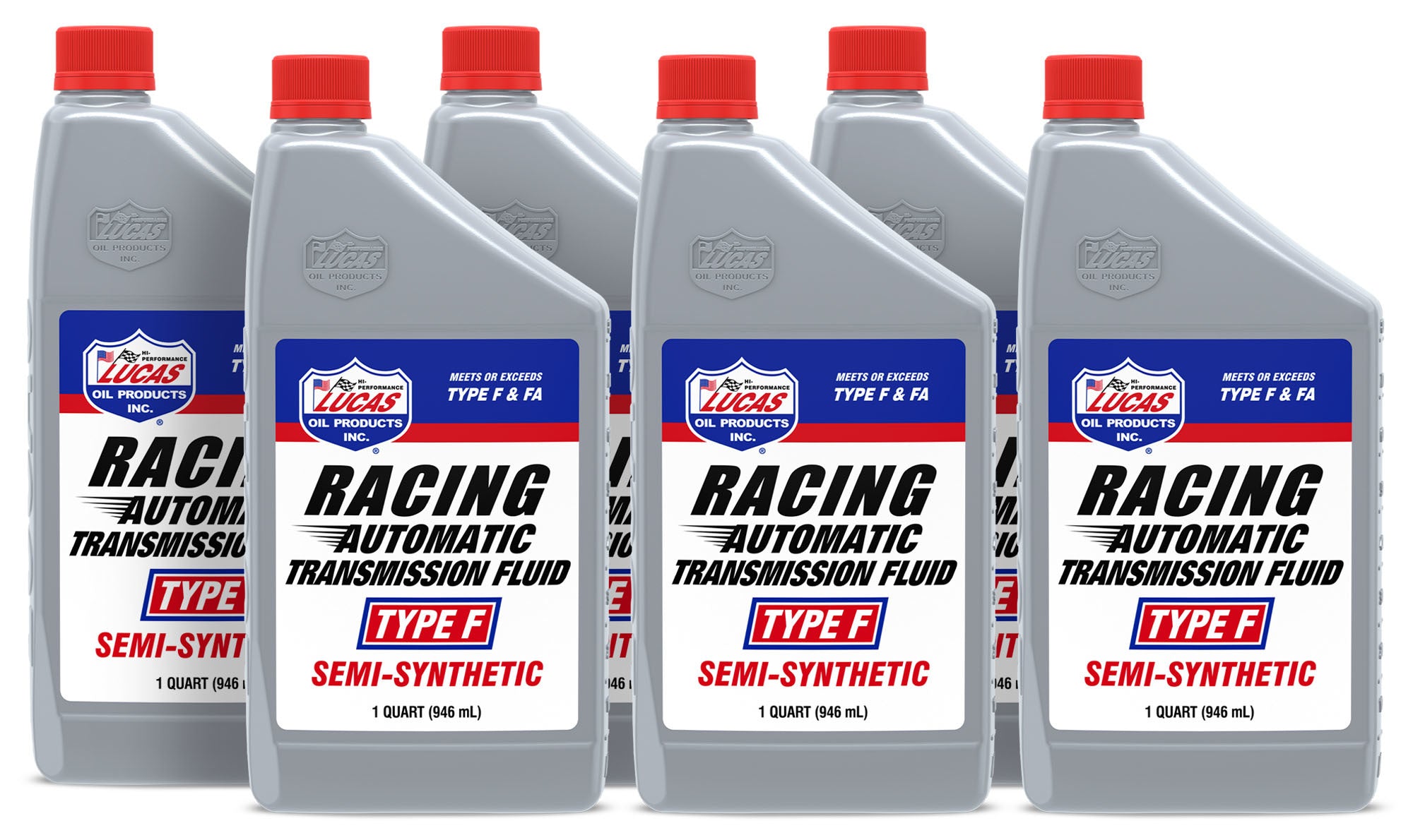 Lucas Oil 11020 Type F Racing Transmission Fluid, Semi-Synthetic ATF, 1 Quart Bottles, Set of 6