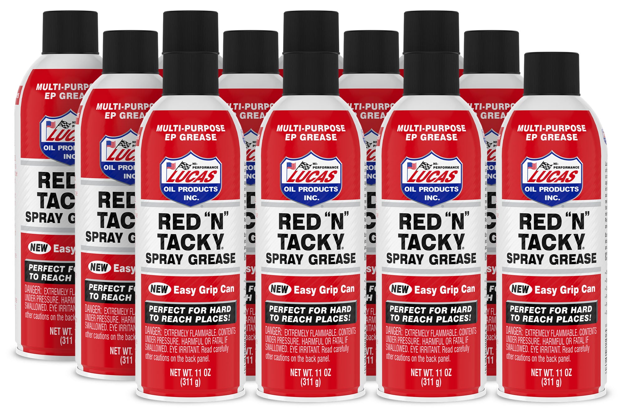 Lucas Oil Red N Tacky Grease Aerosol Can 11 oz - Set of 12