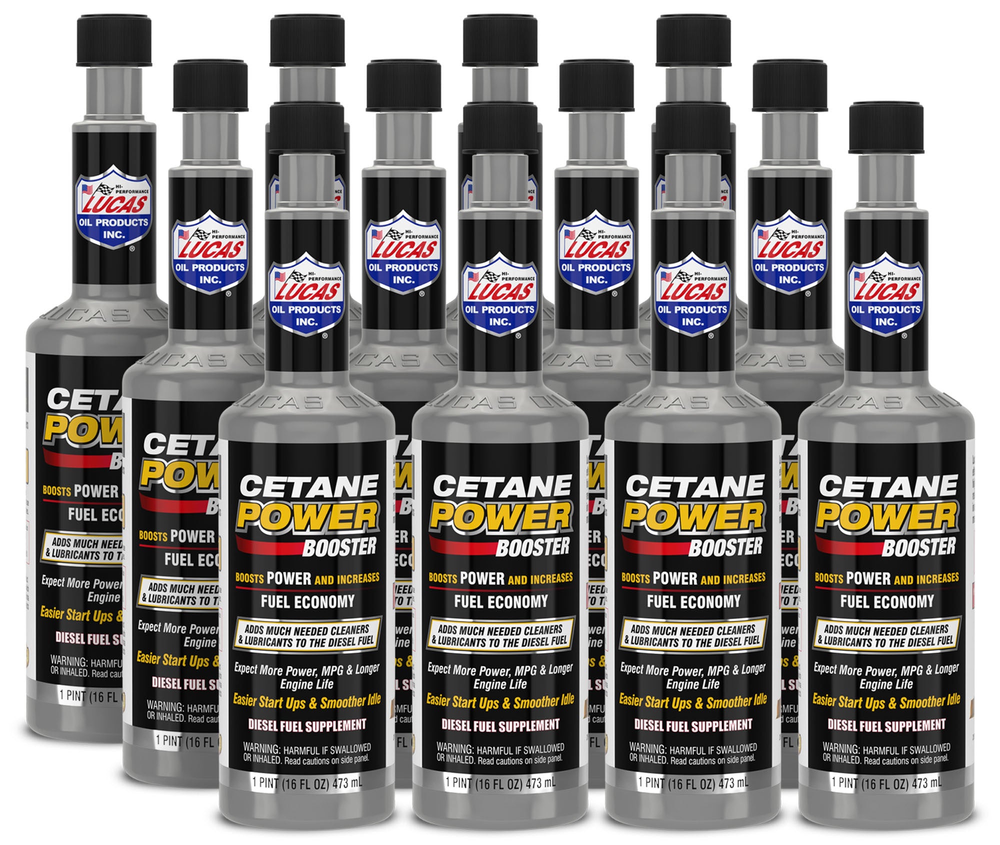 Lucas Oil Cetane Power Booster Case of 12 - Diesel Fuel Additive and System Cleaner, 16 oz Bottles
