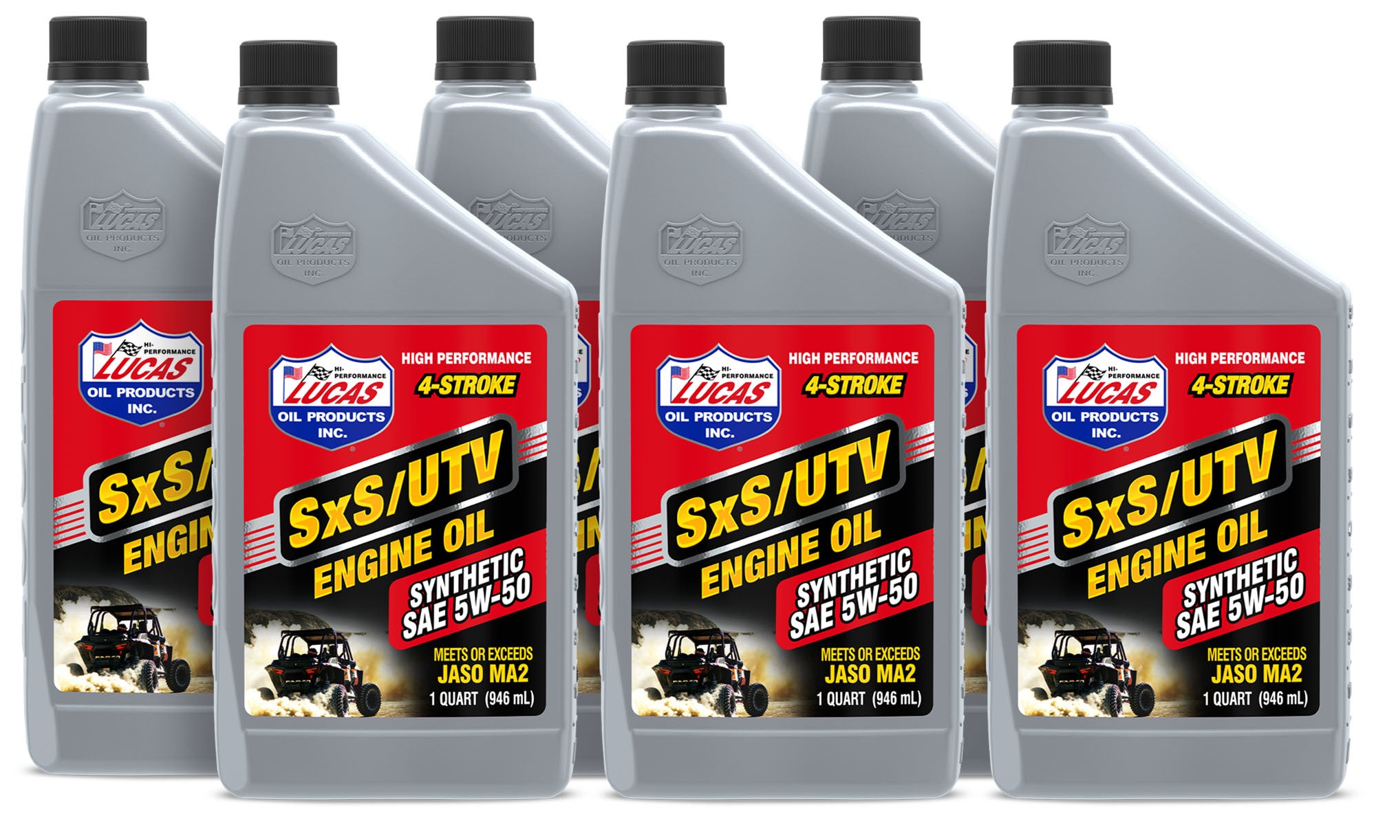 Lucas Oil 11208 Synthetic 5W50 SXS Engine Oil, 1 Quart Bottles, Set of 6