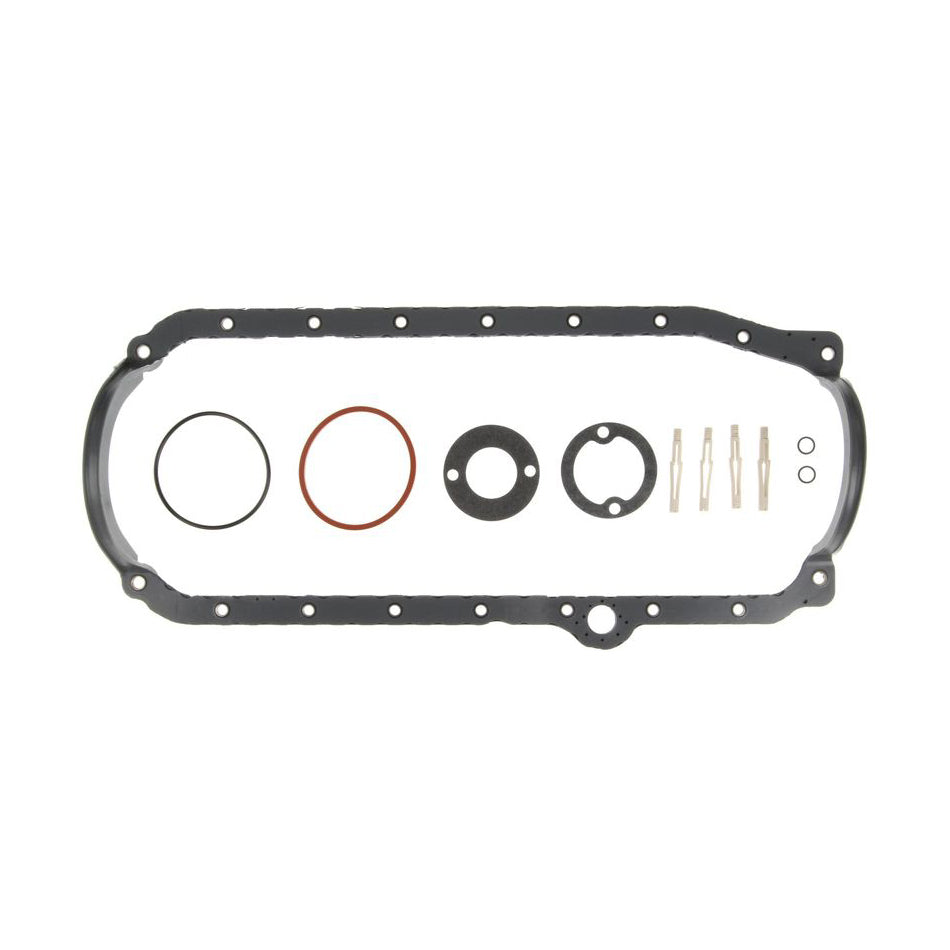 MAHLE ORIGINAL CLEVITE OS32496B Oil Pan Gasket Set for Small Block Chevy 1986-1991 with Steel Core Rubber Seal