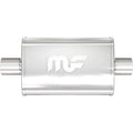 MagnaFlow Performance Exhaust 11215 Stainless Muffler with 2.25 Inch Center Inlet and Outlet, Oval Body, 20 Inch Length, Reversible Design