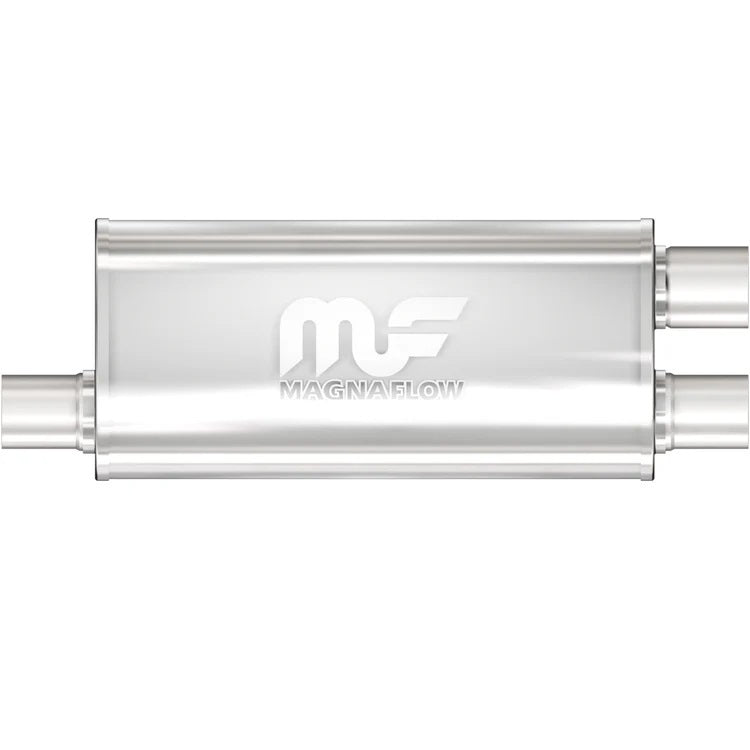 Magnaflow Performance Exhaust 12266 Stainless Muffler with 2.5 Inch Offset Inlet and Dual 2.25 Inch Outlets