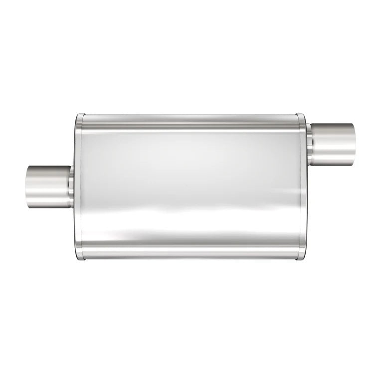 MagnaFlow Performance Exhaust 13219 Stainless Muffler with 3 Inch Center Inlet and Offset Outlet, 14x9x4 Inch Oval Body