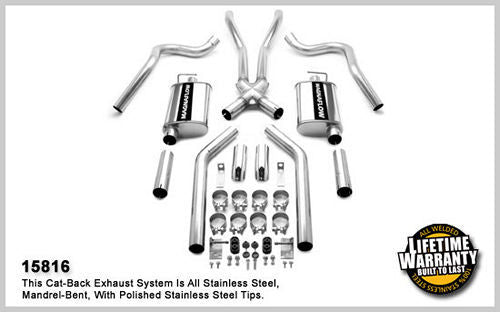 MagnaFlow Performance Exhaust Kit 15816 for 1967-1970 Ford Mustang V8 with 2.5-Inch Diameter and Dual Stainless Tips
