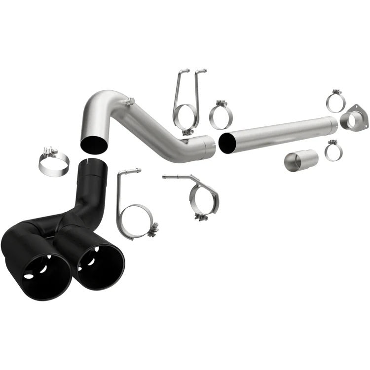 MagnaFlow Performance Exhaust System MAG17068 for Ford Fullsize Trucks with DPF Series, Black Ceramic Finish, Single Rear Exit, 4-Inch Diameter, Dual 5-Inch Tips