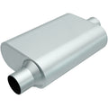 MagnaFlow Performance Exhaust R23041 Rumble Aluminized Muffler with 3 Inch Offset Inlet and Center Outlet, 13 x 4.25 x 9.5 Inches Oval Body