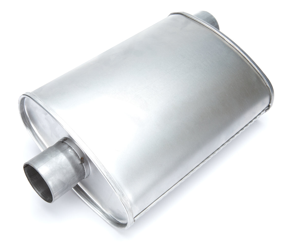 MagnaFlow Performance Exhaust R27715 Rumble Aluminized Muffler with 2.5 Inch Offset Inlet and Center Outlet