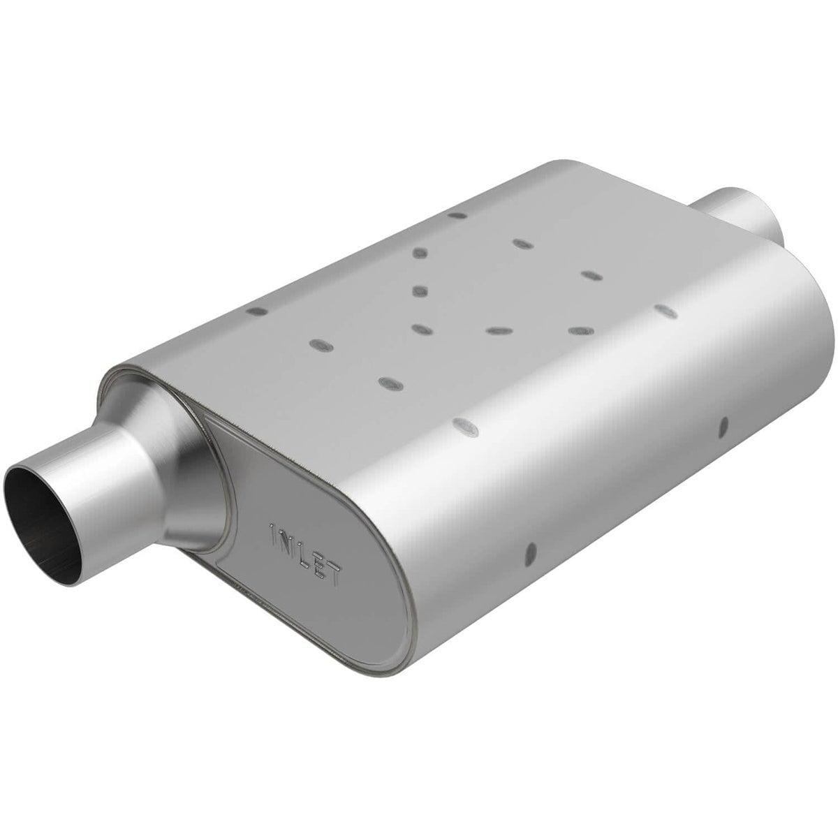 Magnaflow Performance Exhaust R33041 Rumble Stainless Muffler with 3 Inch Offset Inlet and Center Outlet, 13 x 4.25 x 9.5 Inch Oval Body
