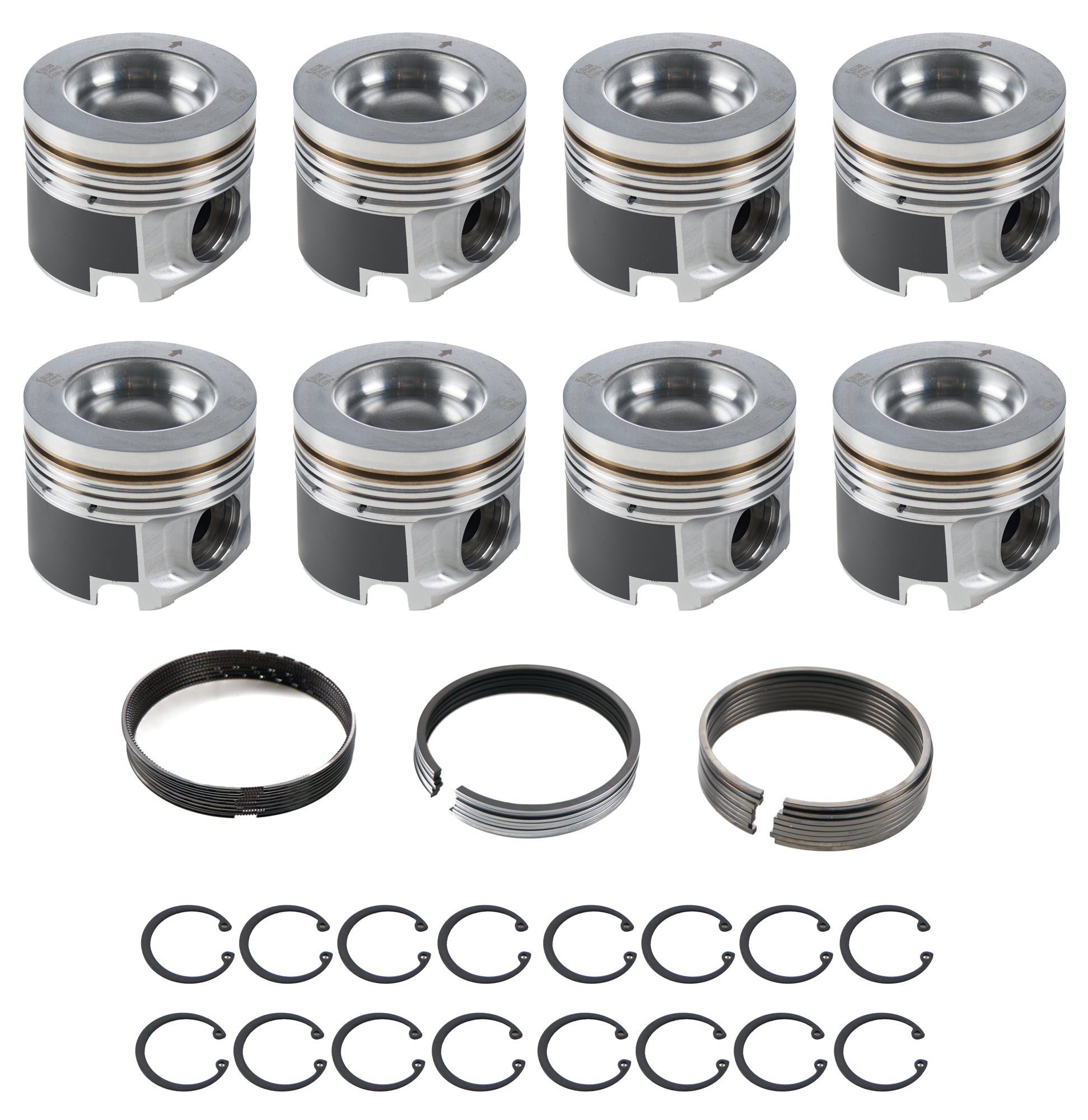 MAHLE PISTONS 197987875 Duramax PowerPak Piston Set for 6.6L LP5 Engines, 4.075 Inch Bore, Cast Material