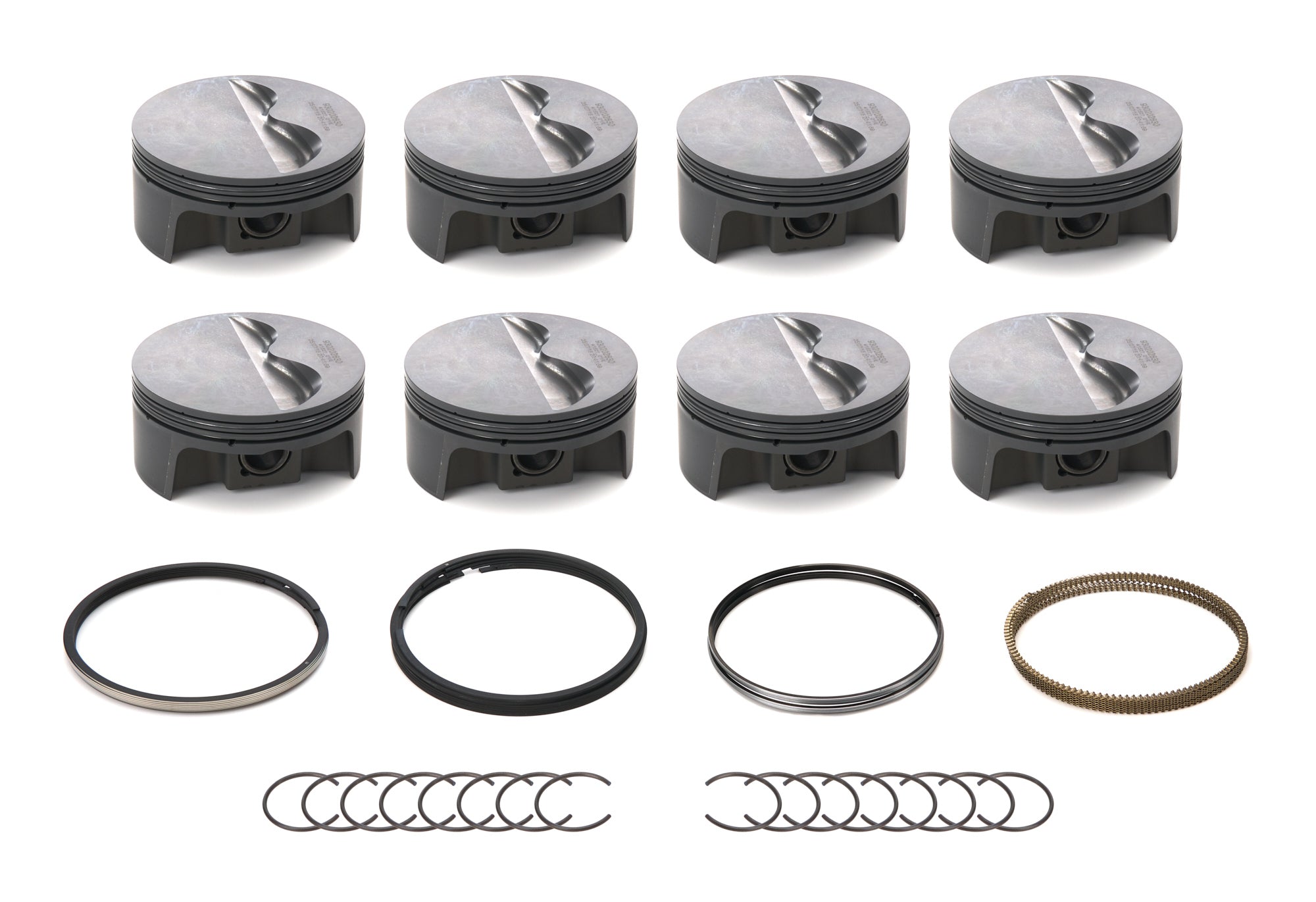 MAHLE PISTONS SBC FT PowerPak Piston Set 4.040 Inch Bore Forged Flat Top with 1.125 Inch Compression Height