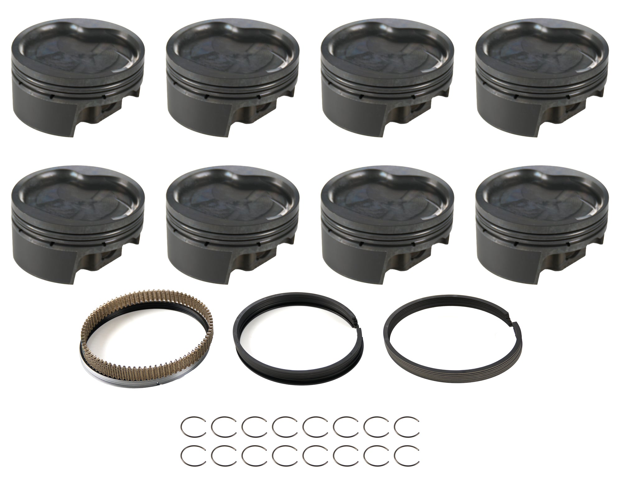 MAHLE Pistons BBF PowerPak Piston Set 4.390 Inch Bore with Forged Dish Design for Big Block Ford Engines