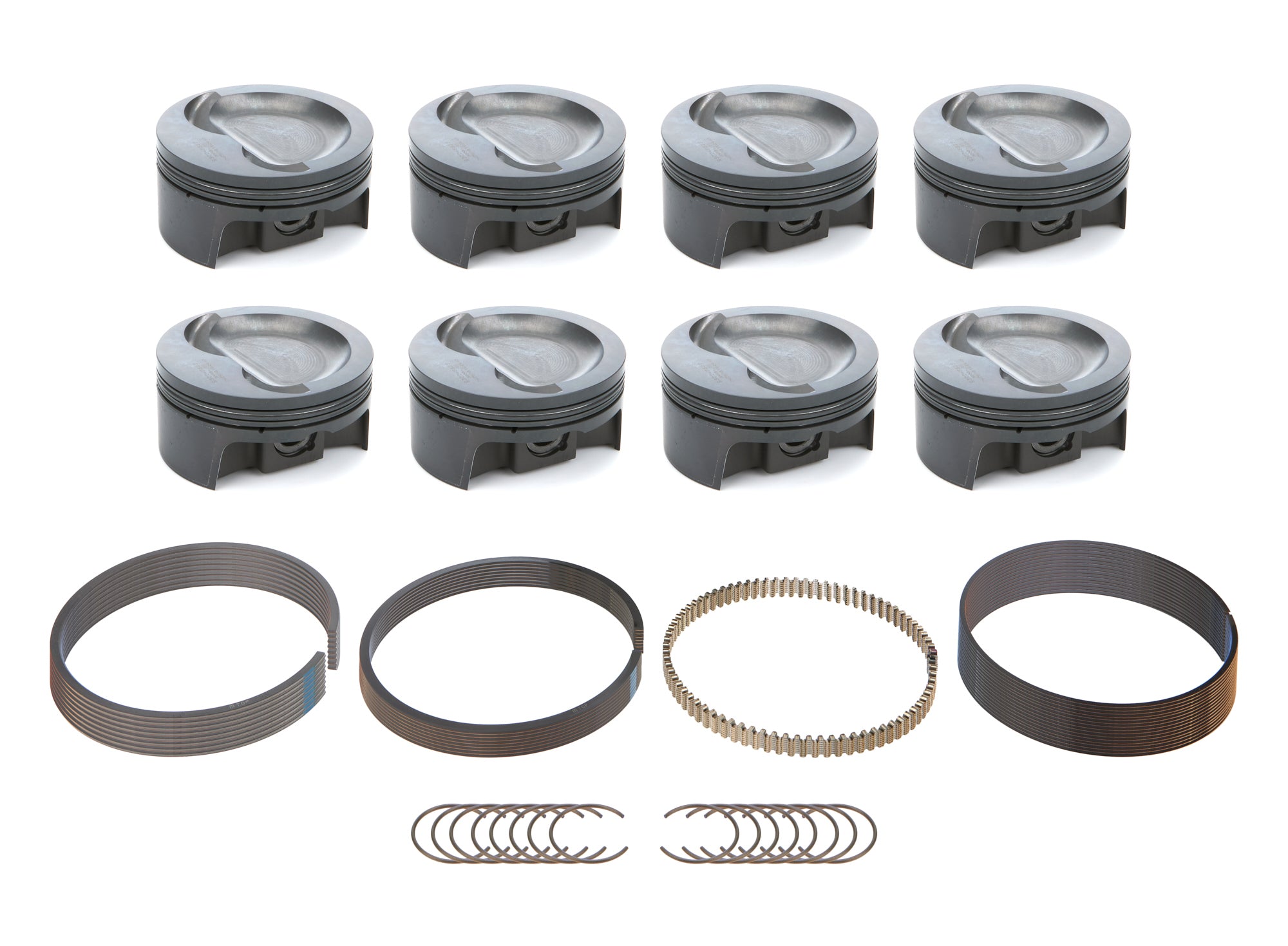 MAHLE Pistons SBF Dish PowerPak Piston Set 4.125 Inch Bore, Aluminum, 1.245 Inch Compression Height, 3.0 mm Ring Grooves