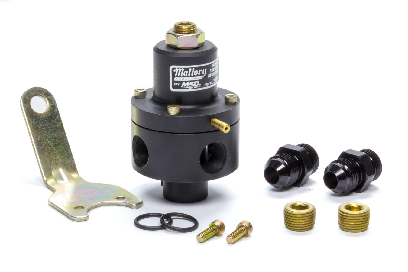 Mallory 29389 Universal Port Fuel Injection Pressure Regulator with Return Style, 30 to 100 psi, Aluminum Finish