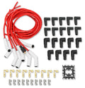 Mallory 947C Pro Sidewinder Spark Plug Wire Set with Spiral Core, 8 mm Diameter, Red, 135-Degree Plug Boots, HEI/Socket Style, Universal Fit