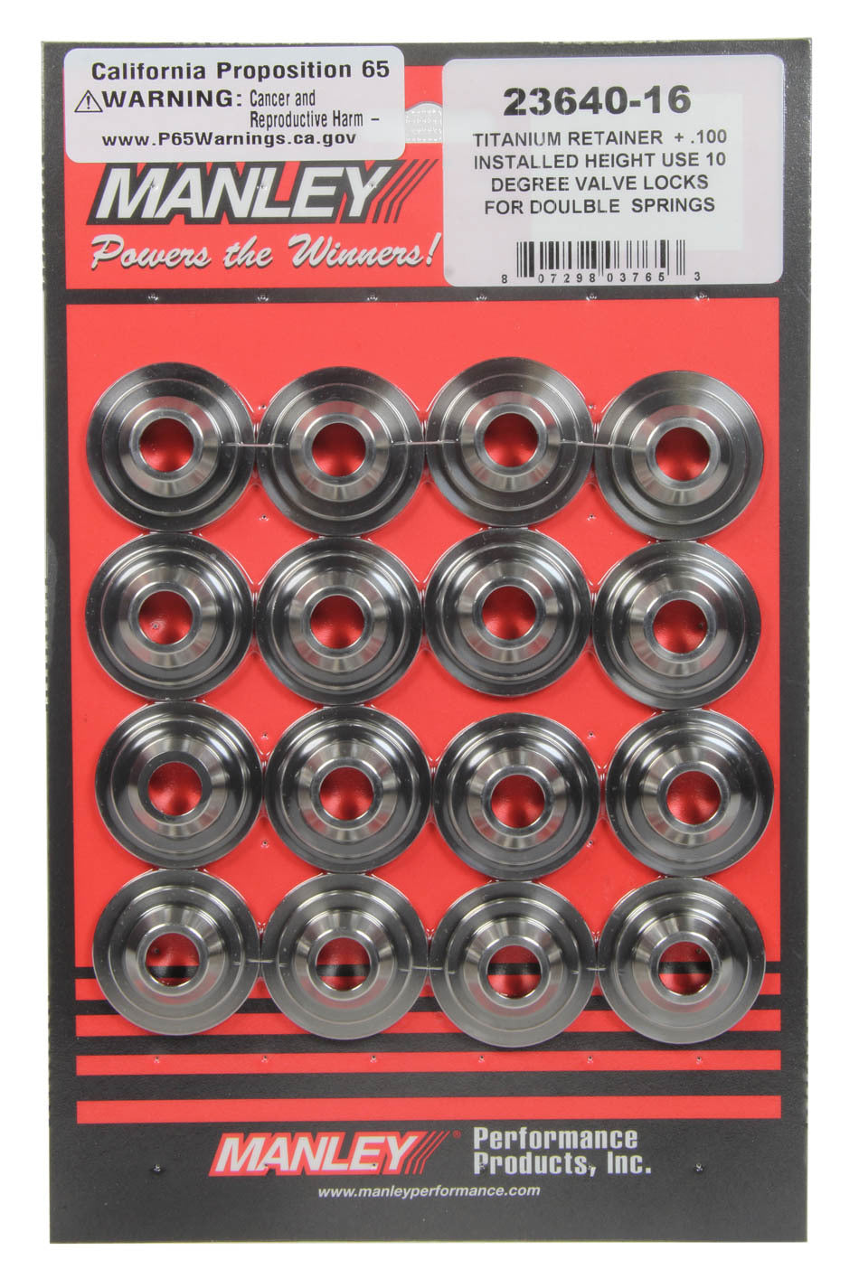 Manley 23640-16 10 Degree Titanium Valve Spring Retainers Set of 16