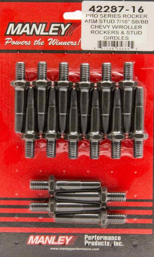 Manley 42106-16 Rocker Arm Stud Set for Small Block Chevy and Ford, 3/8 Inch Thread, Chromoly, Pack of 16