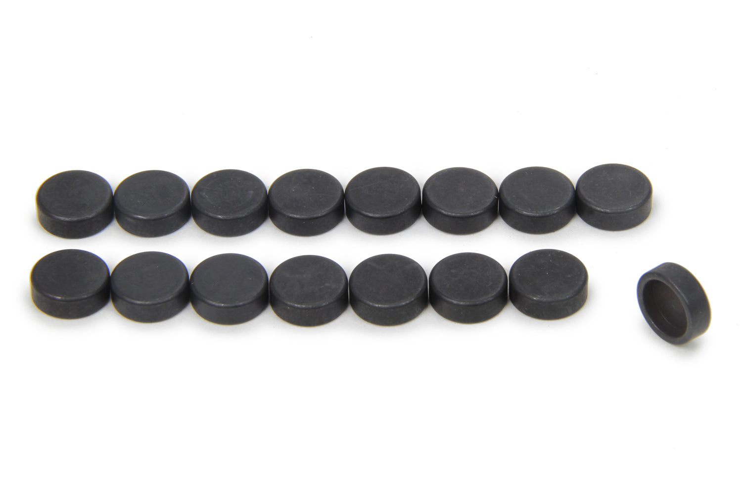 MANLEY Valve Lash Caps 0.080 Inch Thick for 3/8 Inch Valve Stems, Steel, Natural Finish, Set of 16