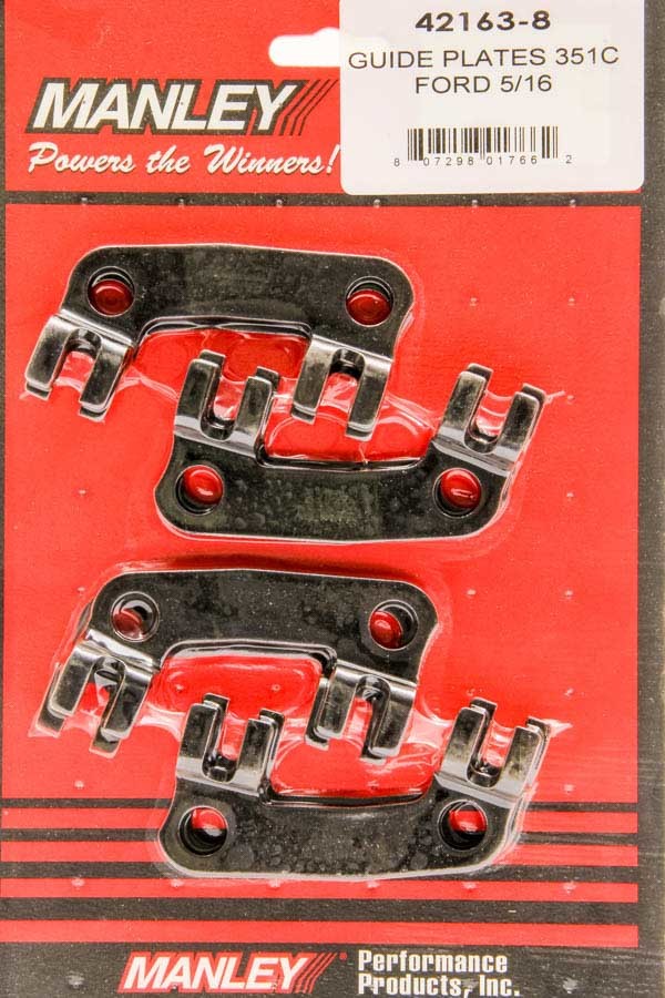 MANLEY 42163-8 Pushrod Guide Plate for Ford 351 Cleveland Small Block Engines, 5/16 Inch Diameter, Steel, Black Oxide Finish, Set of 8