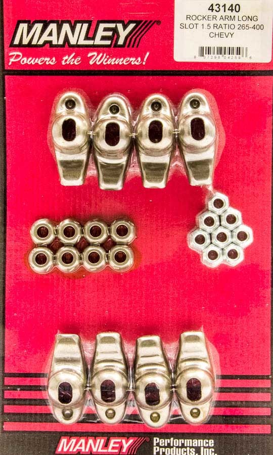 Manley SBC Long Slot Rocker Set of 8 with 3/8 Inch Stud Mount and 1.50 Ratio