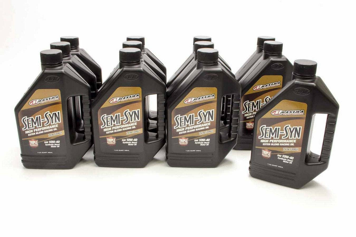 Maxima Racing Oils MAX39-34901B 10W40 Semi-Synthetic Motor Oil, 1 Quart Bottles, Set of 12