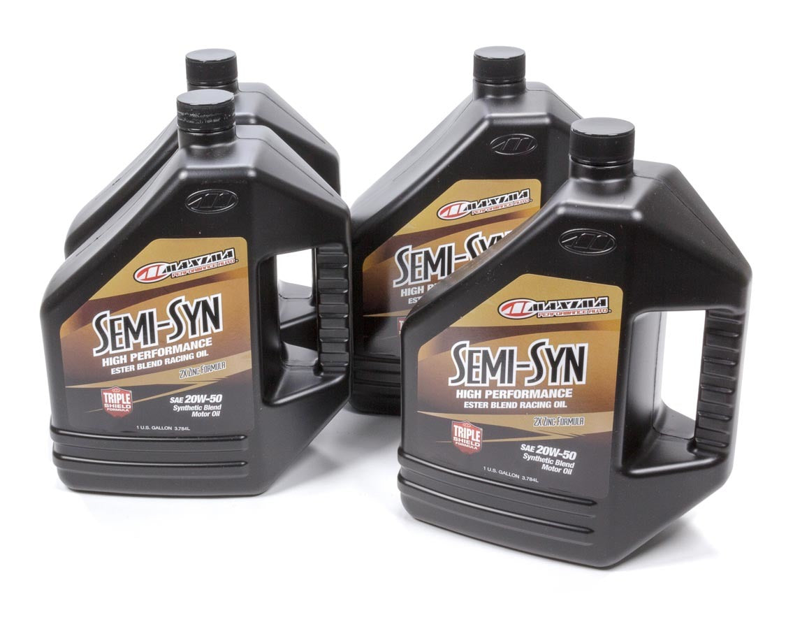 Maxima Racing Oils MAX39-359128B 20W50 Semi-Synthetic Motor Oil, 1-Gallon Bottles, Set of 4