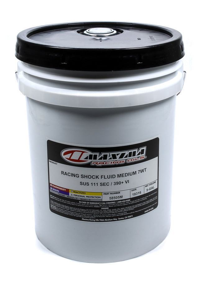 Maxima Racing Oils 58505M Shock Oil Medium 7W, 5 Gallon Bucket