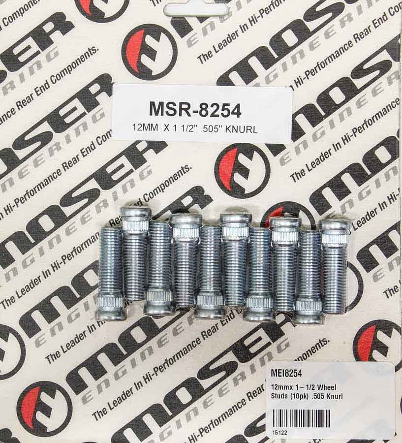 Moser Engineering 8254 12mm x 1.50 Wheel Stud with 1.5 Inch Length and Zinc Finish, Set of 10
