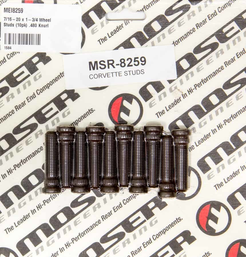 Moser Engineering 8259 7/16-20 x 1-3/4 Inch Steel Wheel Studs with Black Oxide Finish, 10 Pack