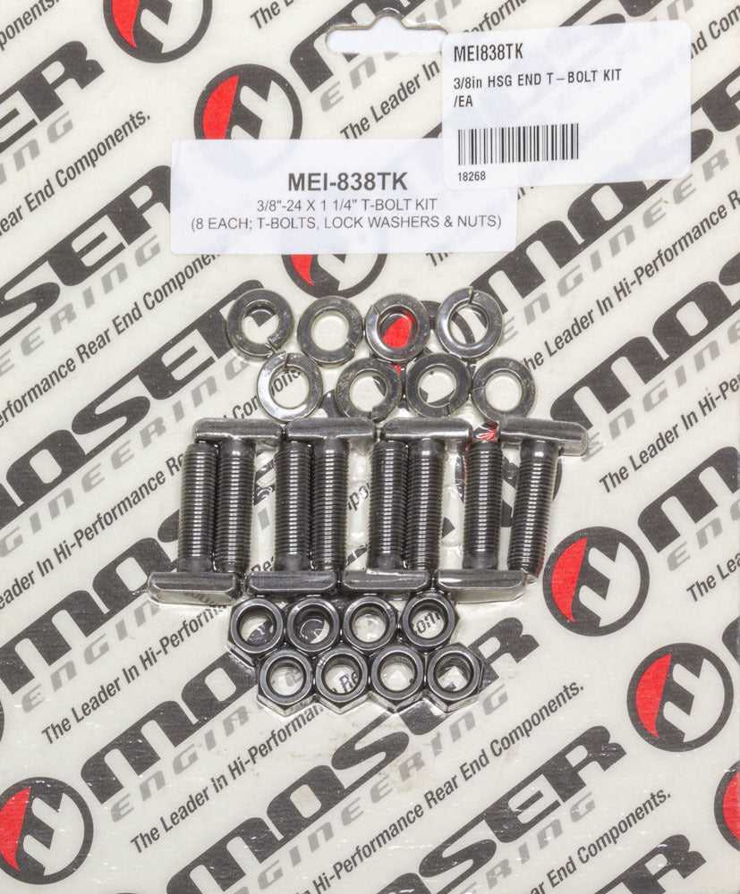 Moser Engineering 838TK 3/8 Inch Thread T-Bolt Kit with Lock Washers and Steel Backing Plate for Ford 9 Inch Axle