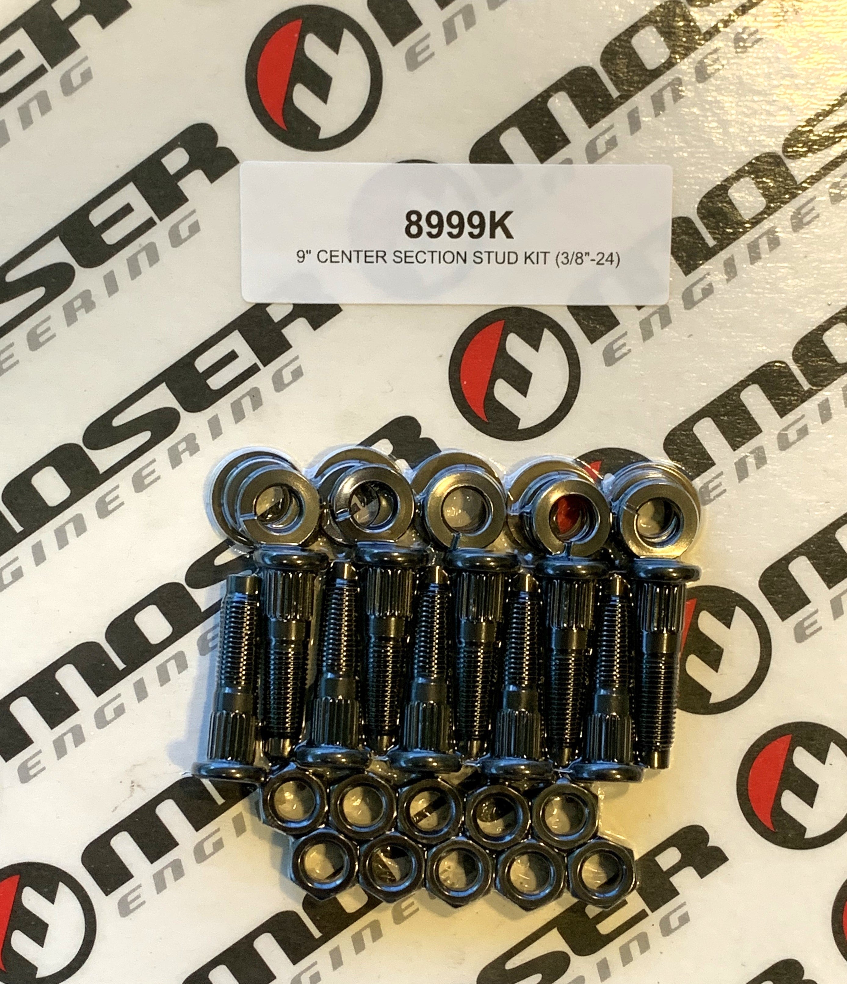 Moser Engineering 8999K Ford 9-Inch Rear Axle Housing Stud Kit, 3/8-24 Inch Thread, Steel, Black Oxide Finish