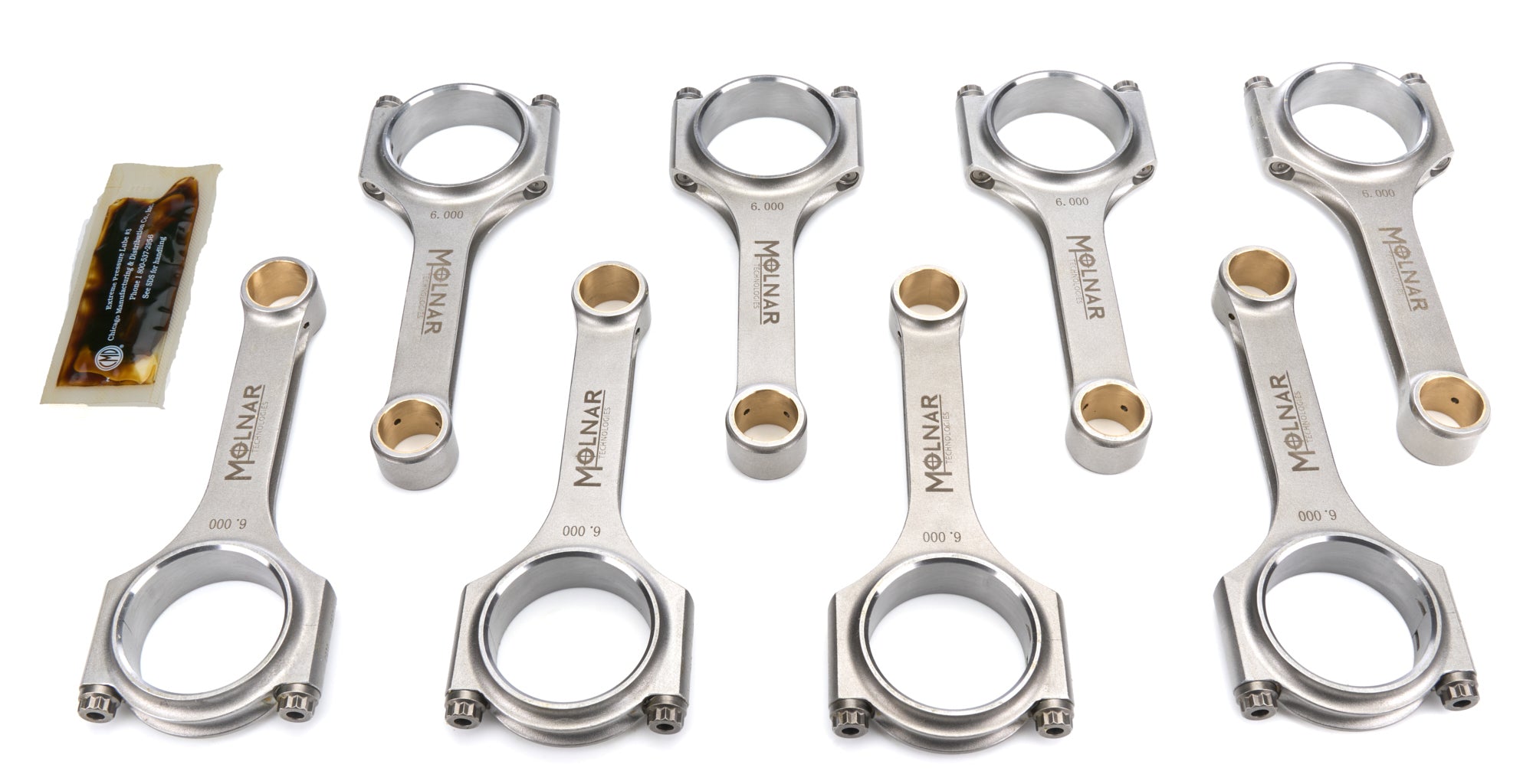 Molnar Technologies CH6000NLB-L8-A 6-Inch H-Beam Connecting Rod Set for Small Block Chevrolet