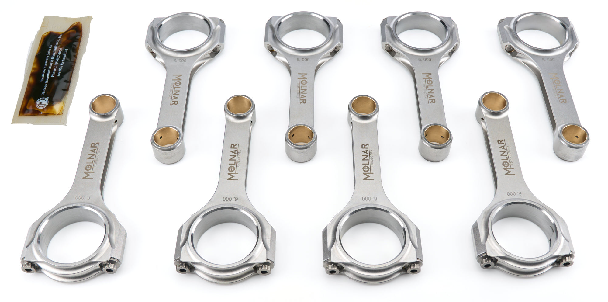 Molnar Technologies CH6000NLB-ST8-A 6.000-Inch H-Beam Connecting Rod Set for Small Block Chevy