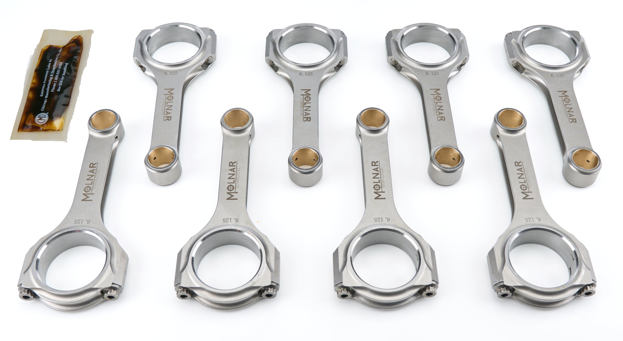 Molnar Technologies CH6125NLB-LSTST8-A 6.125 Inch H-Beam Connecting Rod Set for GM LS-Series Engines