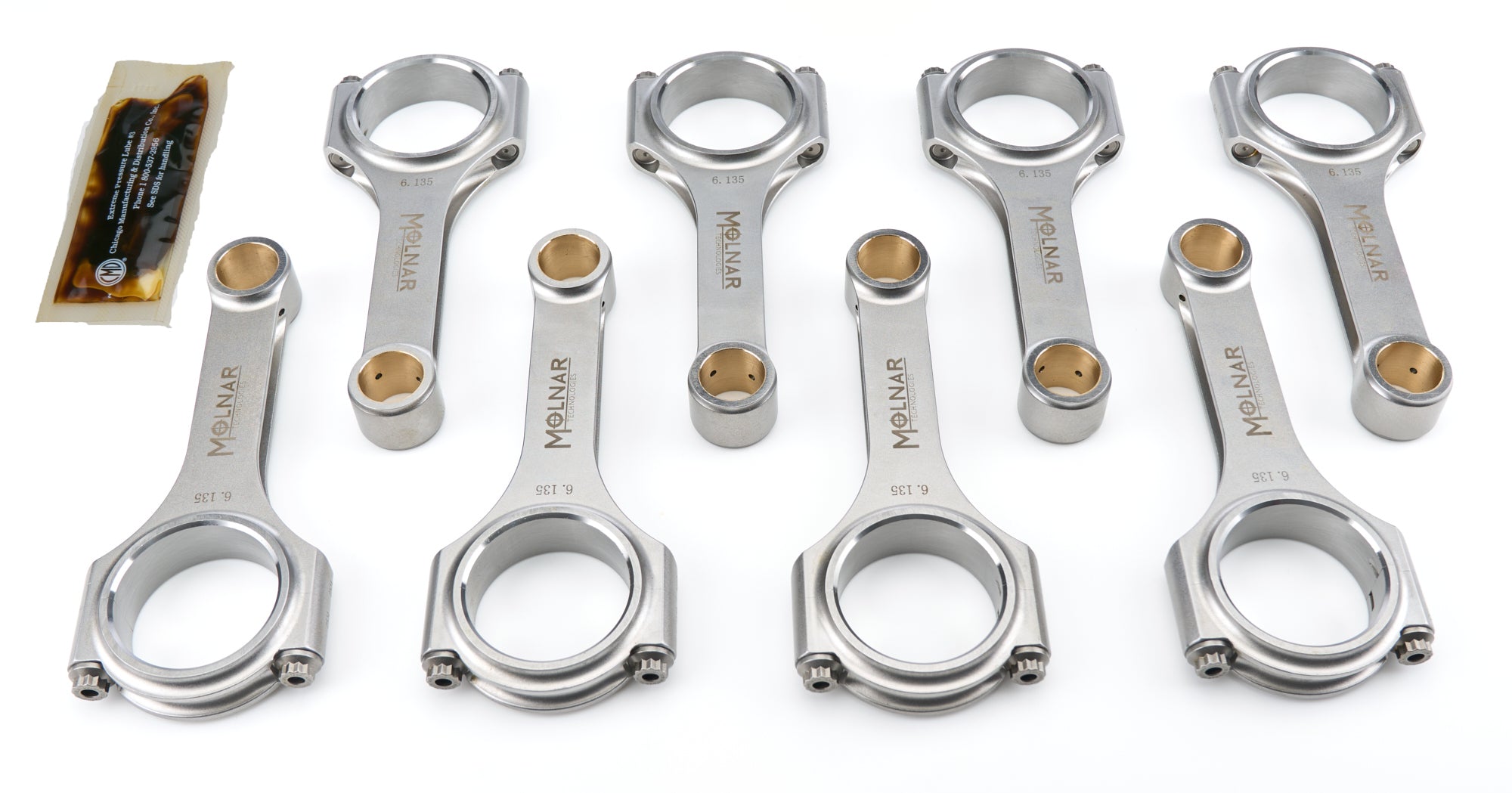 Molnar Technologies CH6135VTB-T8-A 6.135-Inch H-Beam Connecting Rod Set for Big Block Chevy