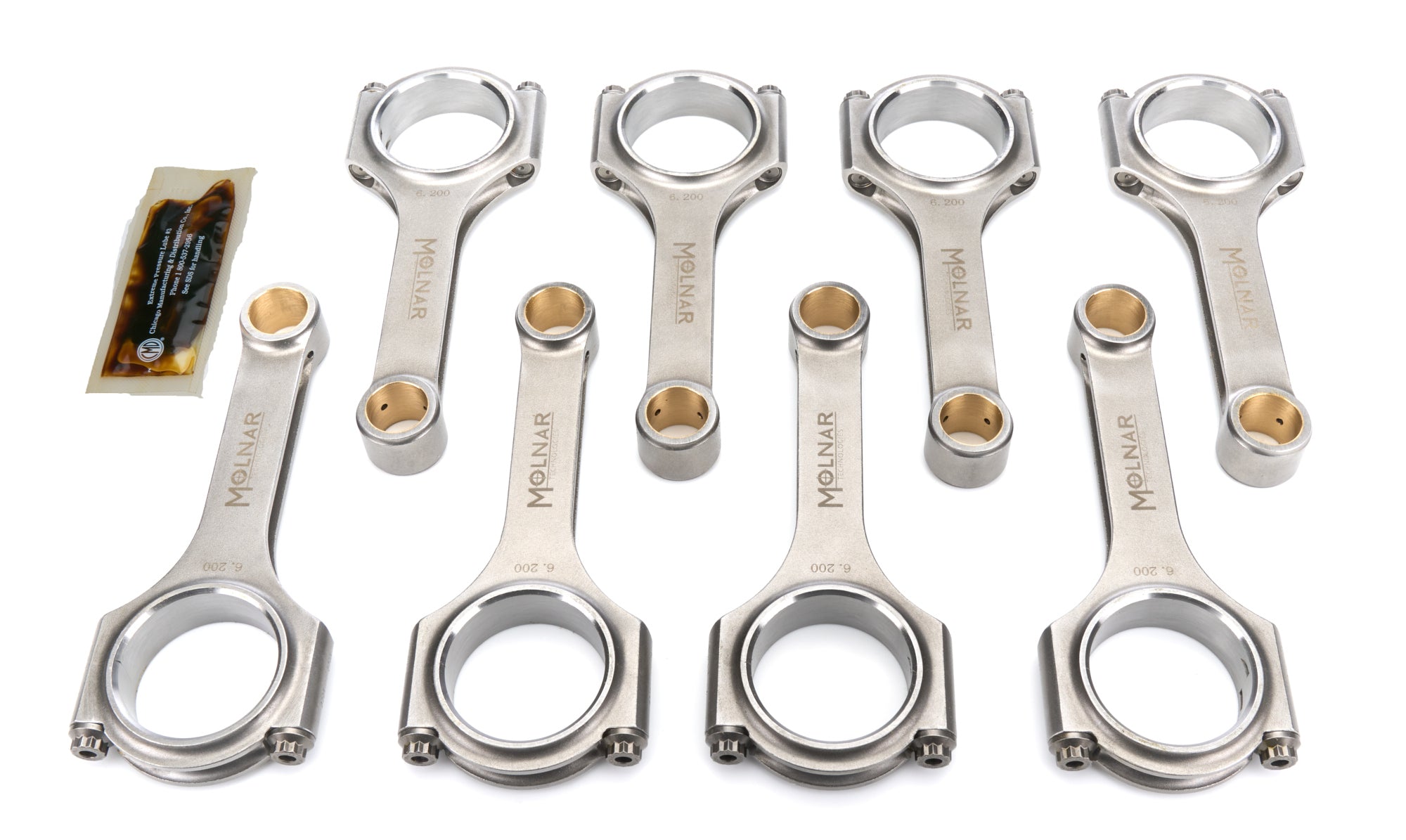 Molnar Technologies CH6200NLB-LST8-A 6.200 Inch H-Beam Connecting Rod Set for GM LS Series Engines