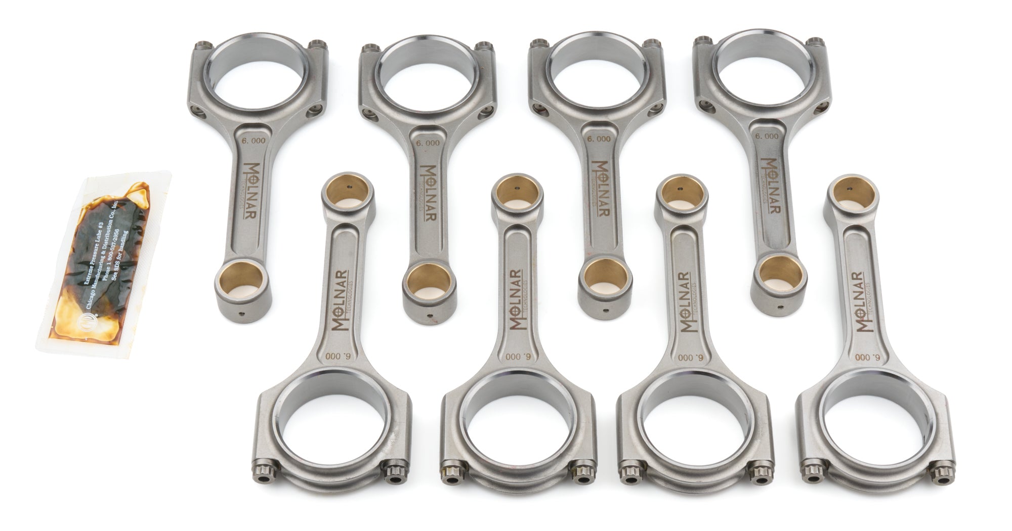 Molnar Technologies CI6000NLB-L8-A 6-Inch I-Beam Connecting Rod Set for Small Block Chevy