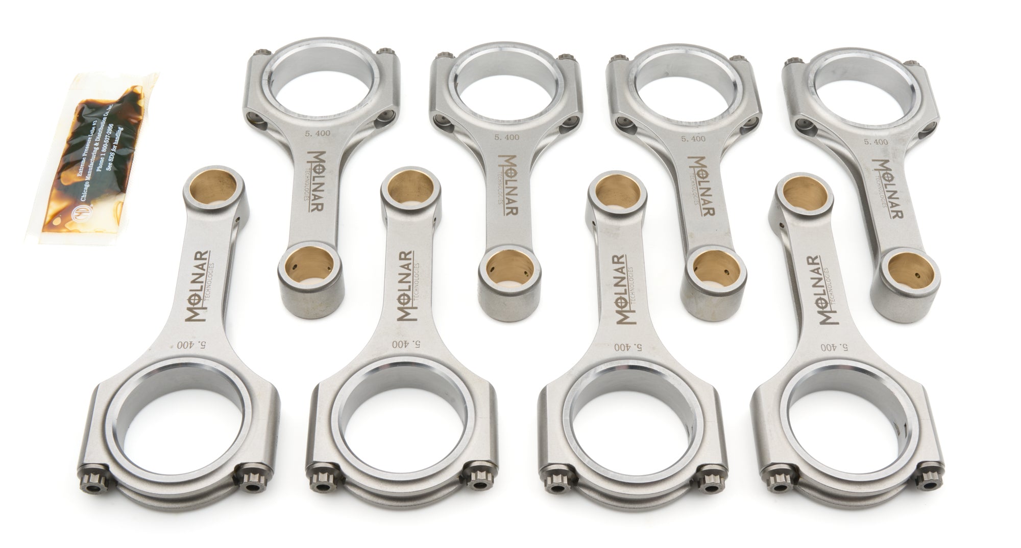 Molnar Technologies FH5400RLB-T8-A 5.400 Inch H-Beam Connecting Rod Set for Small Block Ford SBF 302 with ARP2000 Bolts