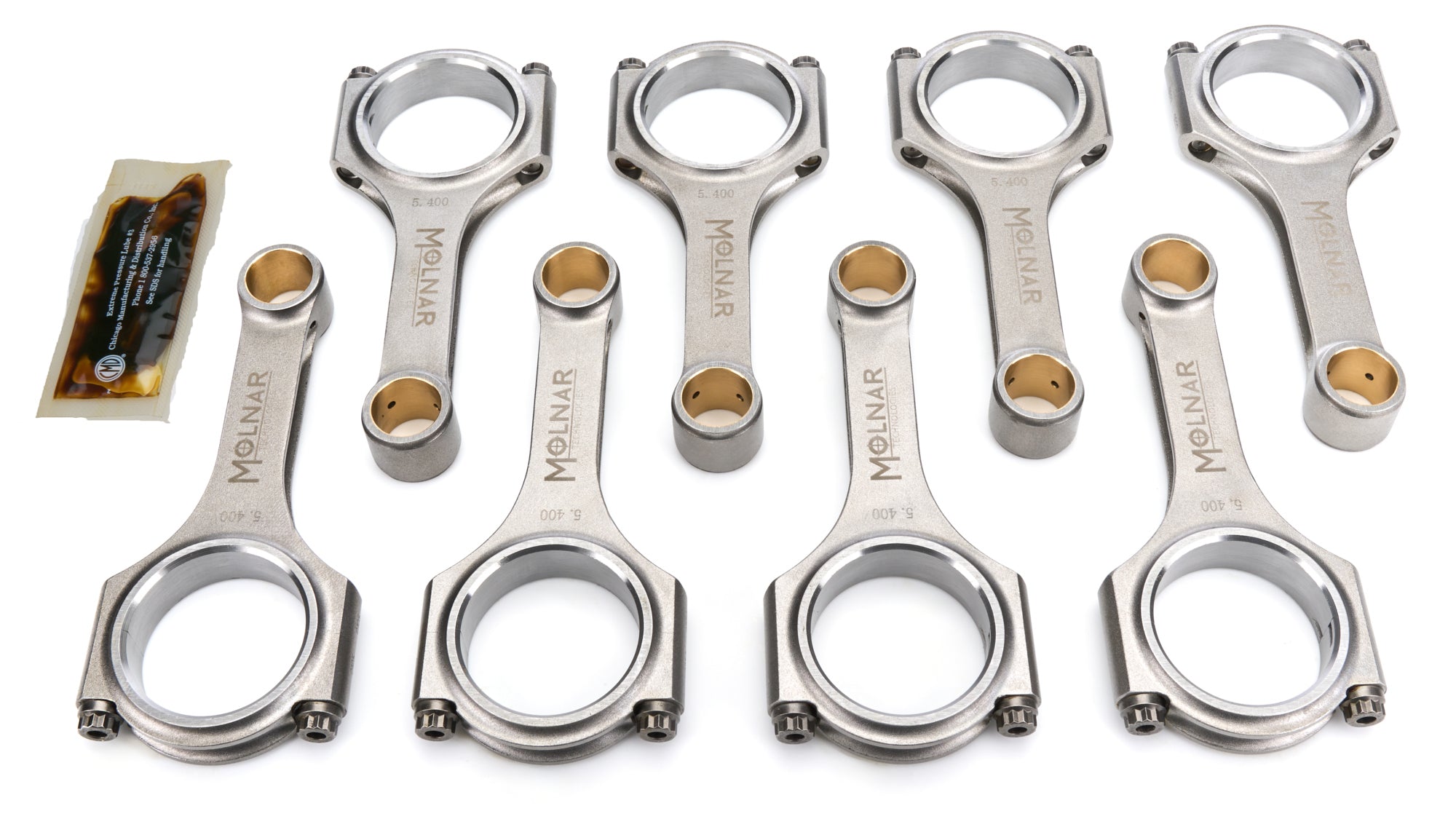 Molnar Technologies FH5400RLB8-A 5.400 Inch H Beam Connecting Rod Set for Small Block Ford