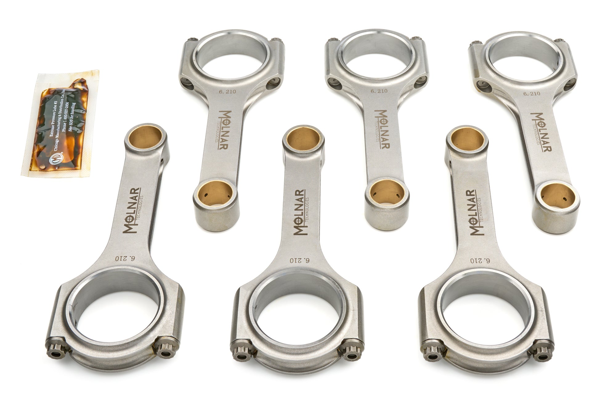 Molnar Technologies FH6210AKPB-T6-A 6.210-Inch H-Beam Connecting Rod Set for Ford Inline-6 Engines