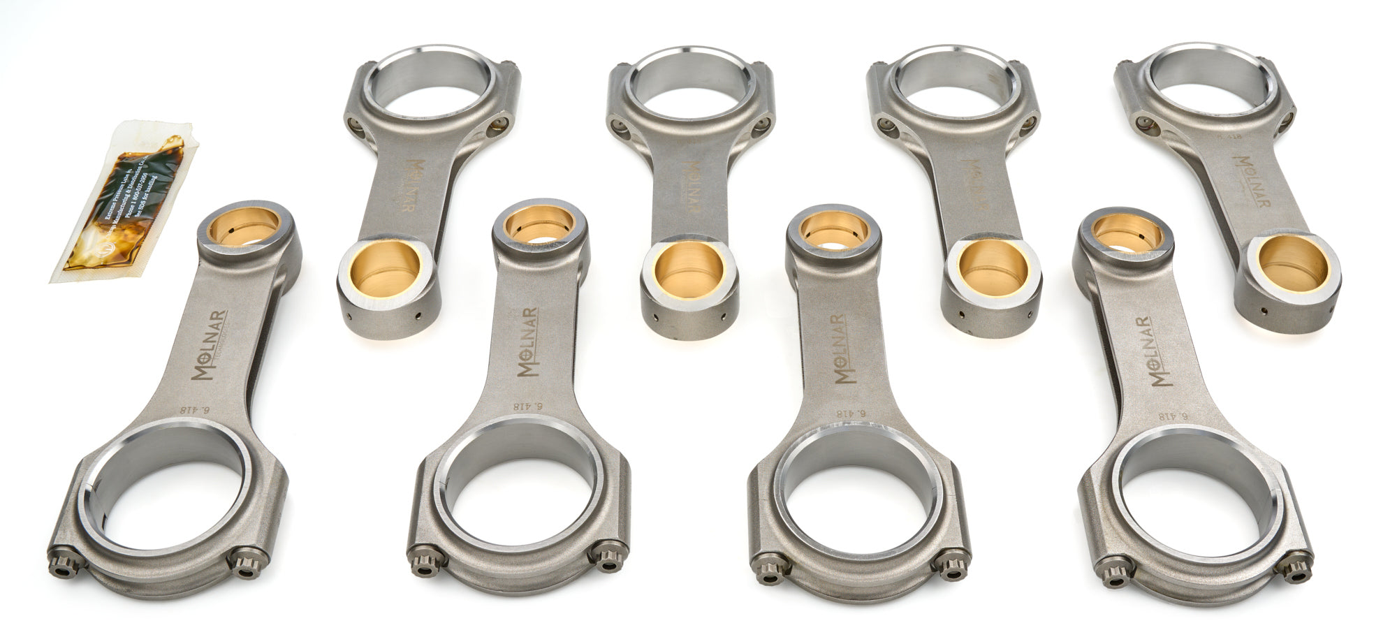 Molnar Technologies GH6418APZB8-A H Beam Connecting Rod Set for GM Duramax Diesel, 6.418 Inches Length, Billet Steel with ARP2000 Bolts