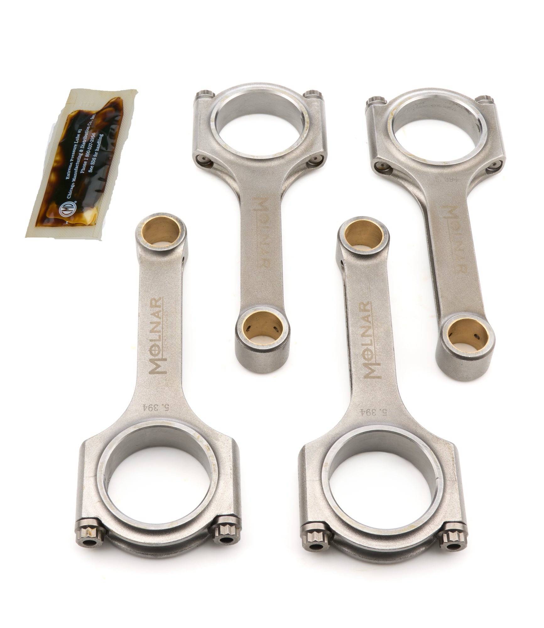 Molnar Technologies HH5394CBB4-A H Beam Connecting Rod Set for Honda D-Series, 5.394 Inch Length, Billet Steel with ARP2000 Bolts
